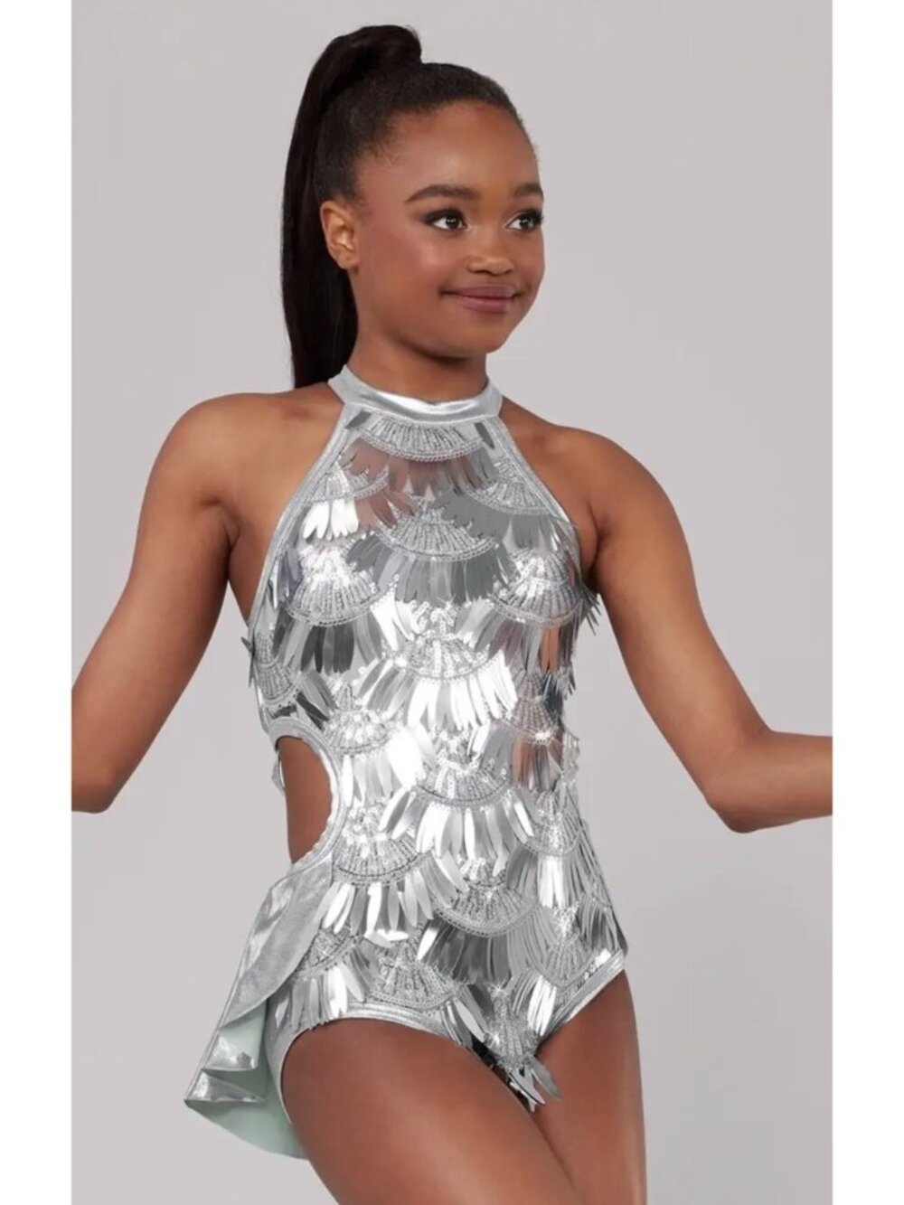Weissman Elite Gatsby Sequin Paillette Dance Showgirl Leotard One Piece Size M
